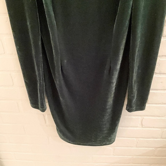 Guess Olga Mini Dress Green Velour Velvet Turtle neck Long sleeve Stretch XS - Picture 8 of 16